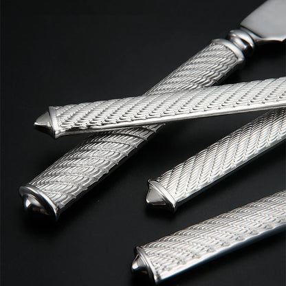 Textured handles of silverware
