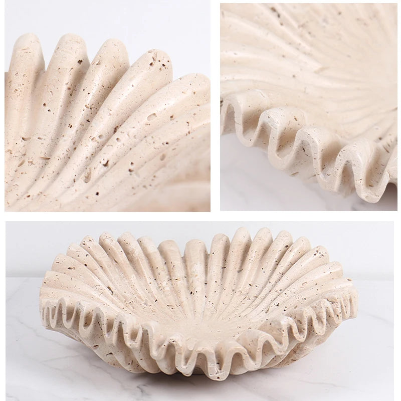 Scalloped Travertine Bowl