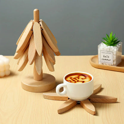 Wood Tree Coaster Set