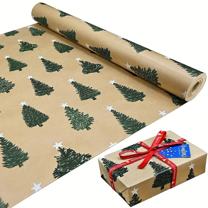 Craft paper Christmas tree gift wrap.