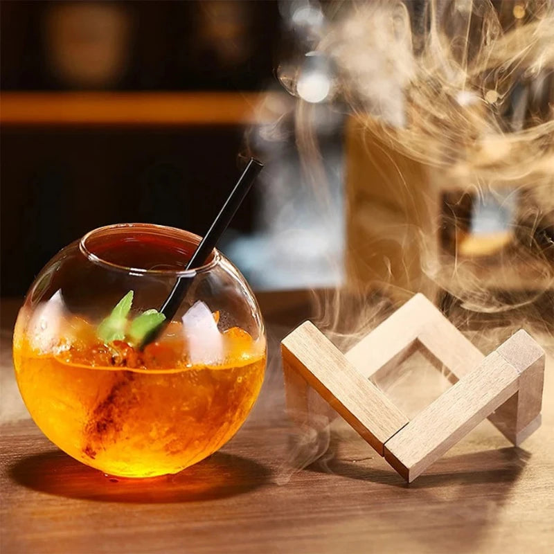 Cocktail Glass with Wood Stand