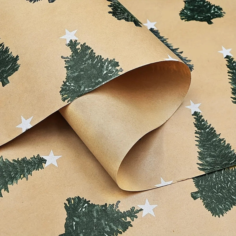Christmas tree patterned craft wrapping paper.