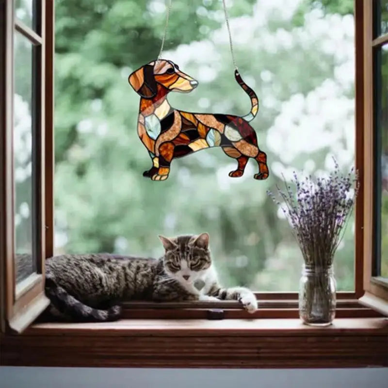 Dachshund Stained Glass Suncatcher