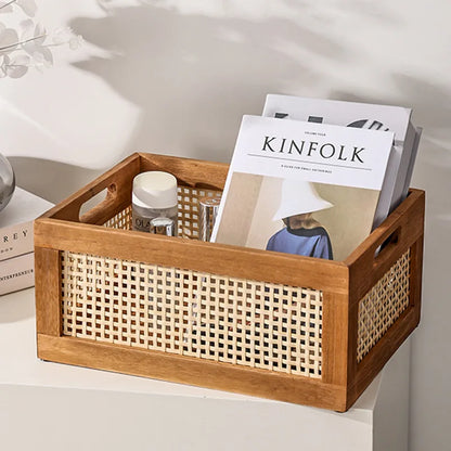 Rattan Wood Storage Basket