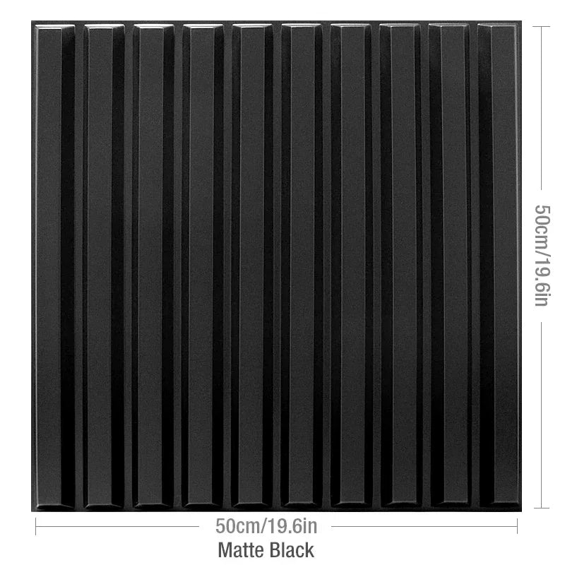 50cm x 50cm black slatted decorative panel.