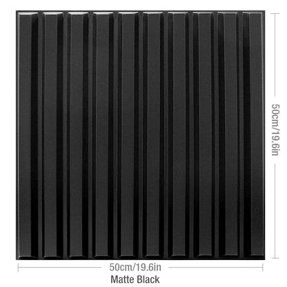50cm x 50cm black slatted decorative panel.
