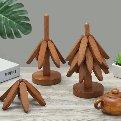 Wood Tree Coaster Set