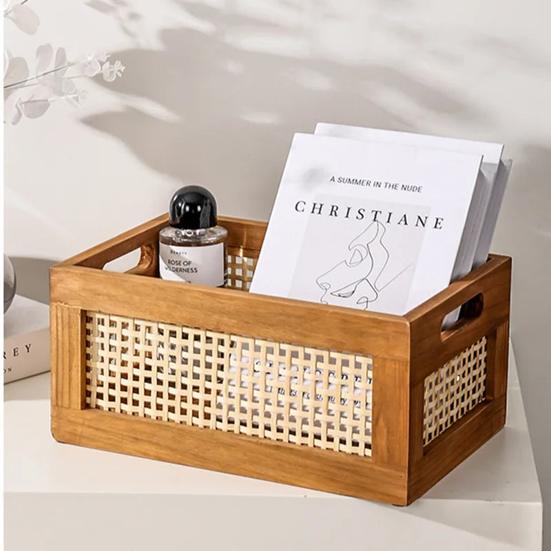 Rattan Wood Storage Basket