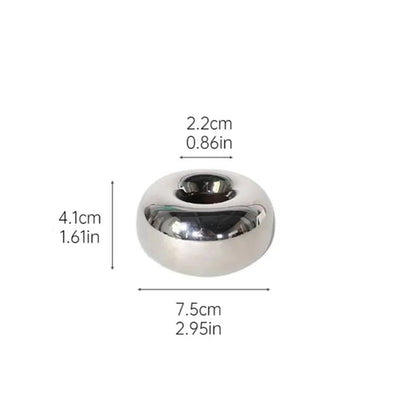 Metallic bead with dimensions labeled on a white background