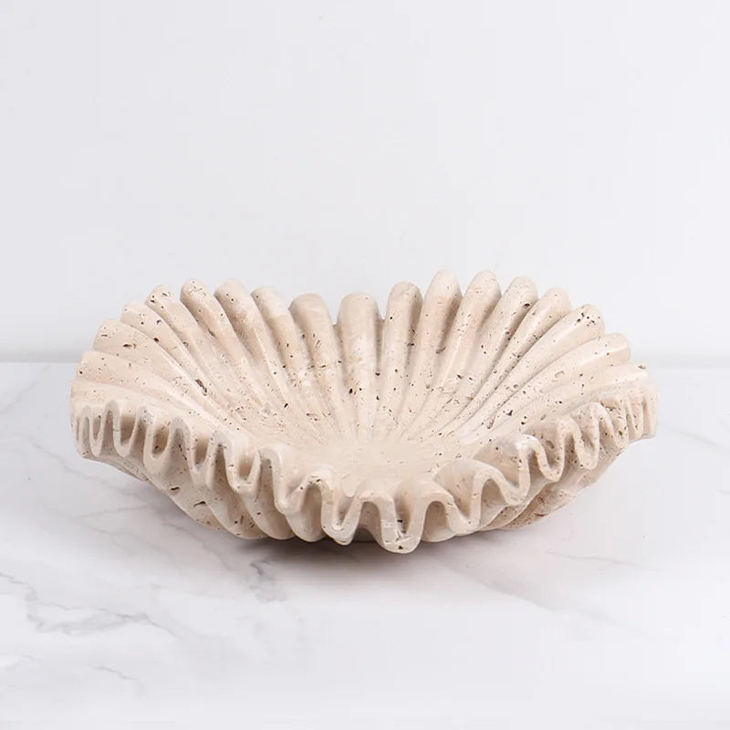 Scalloped Travertine Bowl