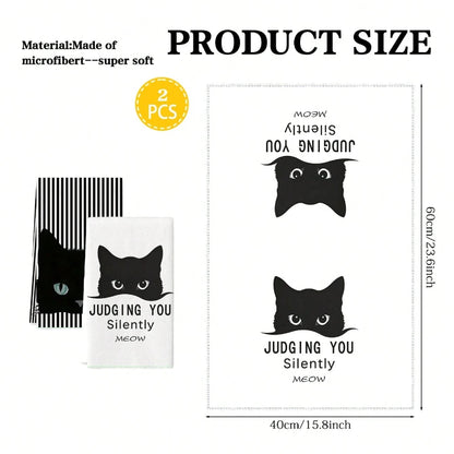 Product size label with black cat design and text on a white background
