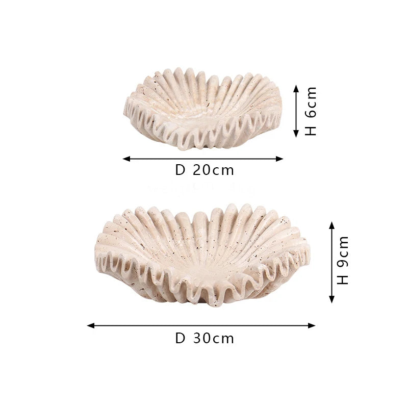 Scalloped Travertine Bowl