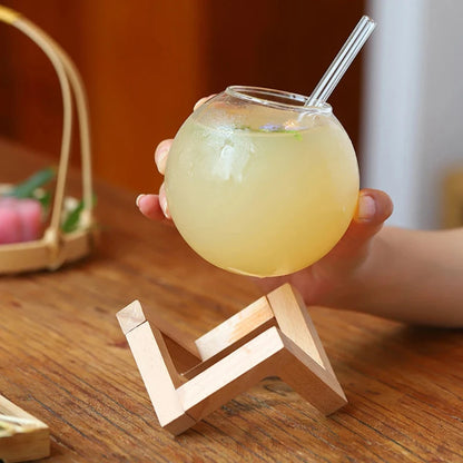 Cocktail Glass with Wood Stand