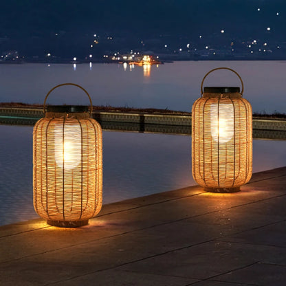 Solar Rattan Floor Lanterns