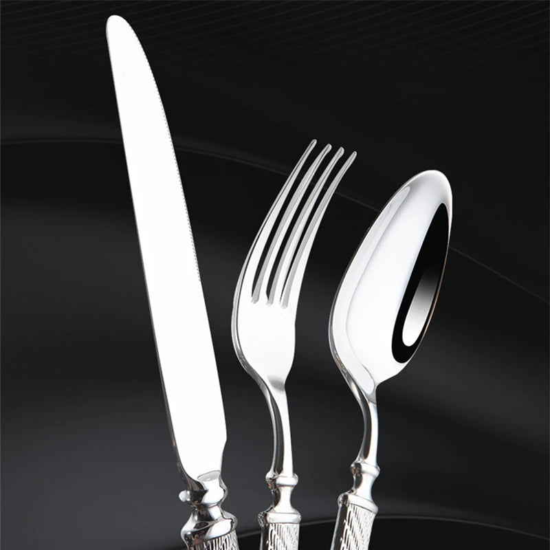 Close-up of silverware set