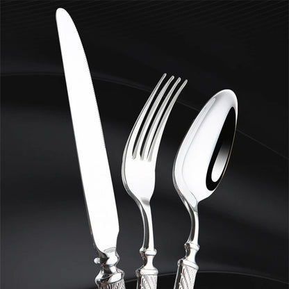 Close-up of silverware set