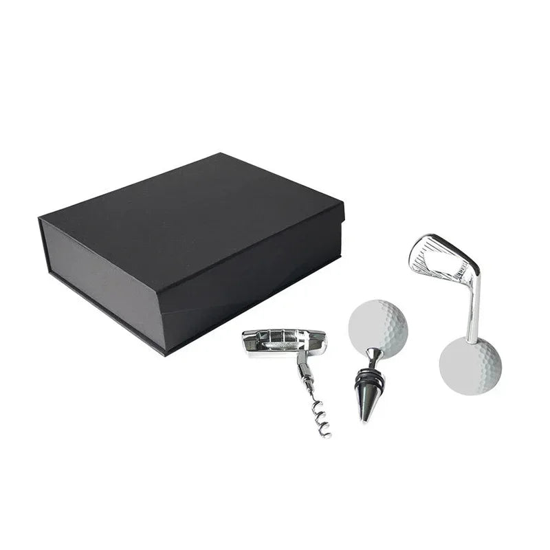 Golf bar set neatly presented in a sleek gift case, perfect for gifting to golf enthusiasts or party hosts.