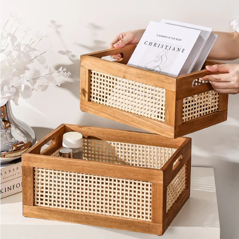 Rattan Wood Storage Basket