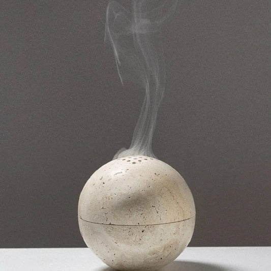Travertine Sphere Incense Burner