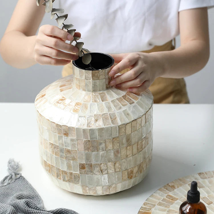 Coastal Shell Mosaic Vase