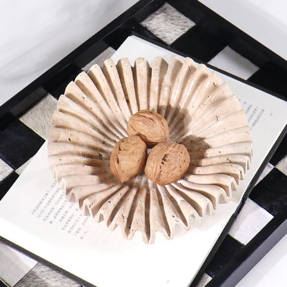 Scalloped Travertine Bowl