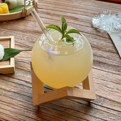 Cocktail Glass with Wood Stand