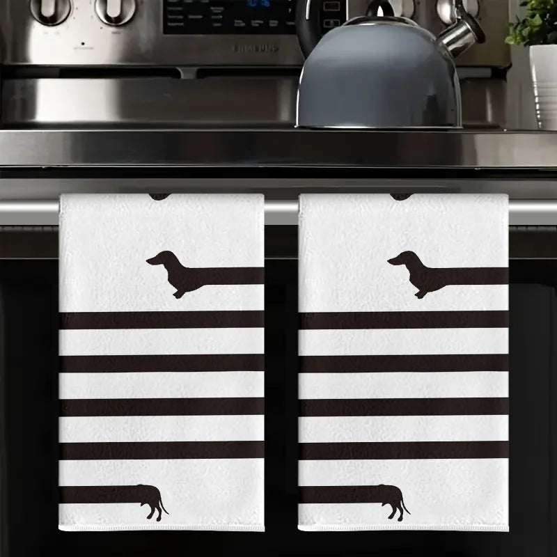 Dachshund Striped Tea Towels (Set of 2)