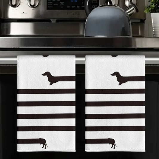 Dachshund Striped Tea Towels (Set of 2)