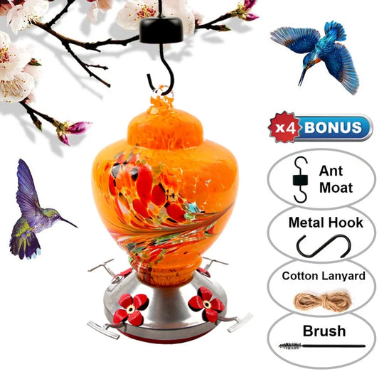 Handblown Glass Hummingbird Feeder