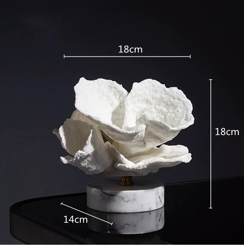 Marble coral sculpture, Triton style, on a marble base