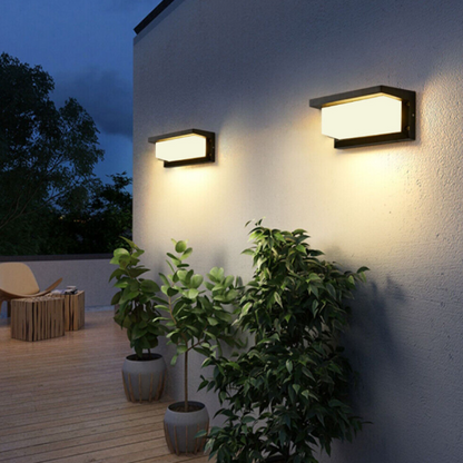 The Arya Motion Sensor Light installed on a porch, enhancing the exterior with its sleek, modern design. Featuring radar sensor technology, it automatically illuminates when motion is detected, providing both security and convenience.