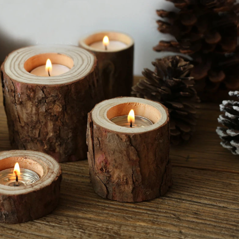 Wood Candle Holders