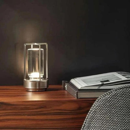 Industrial-inspired Metal Table Lamp with geometric base, perfect for urban decor.