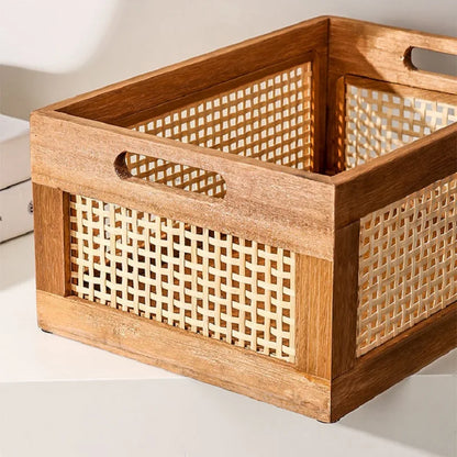 Rattan Wood Storage Basket