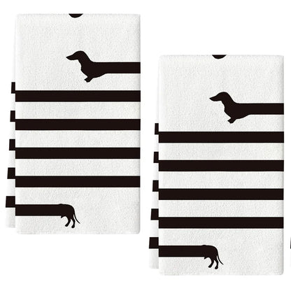 Dachshund Striped Tea Towels (Set of 2)