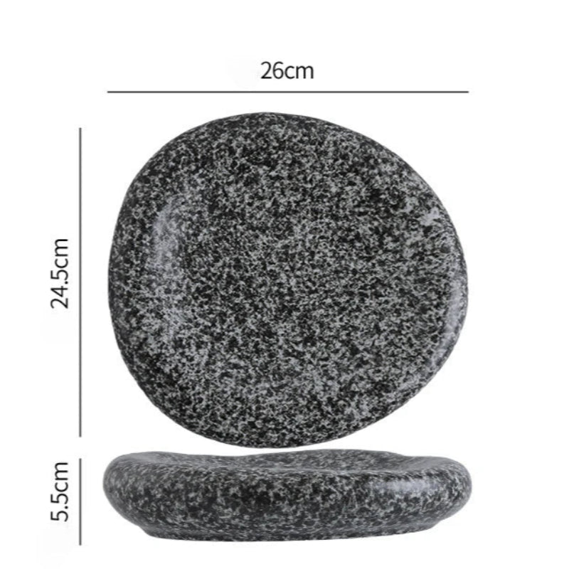 Granite stone with dimensions labeled on a white background