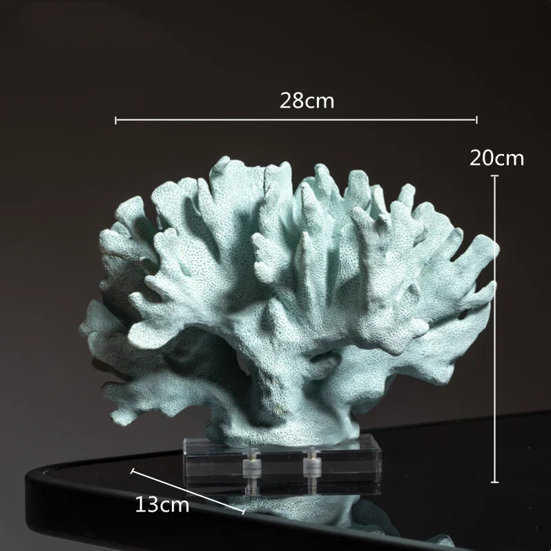 Marble coral sculpture, Maris style, on a marble base