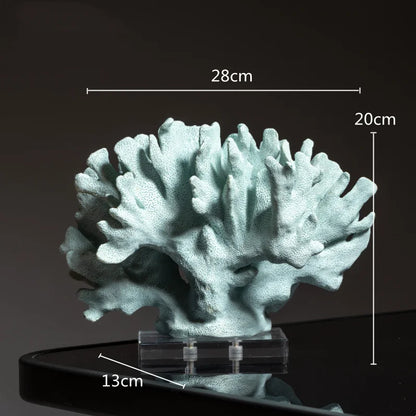 Marble coral sculpture, Maris style, on a marble base