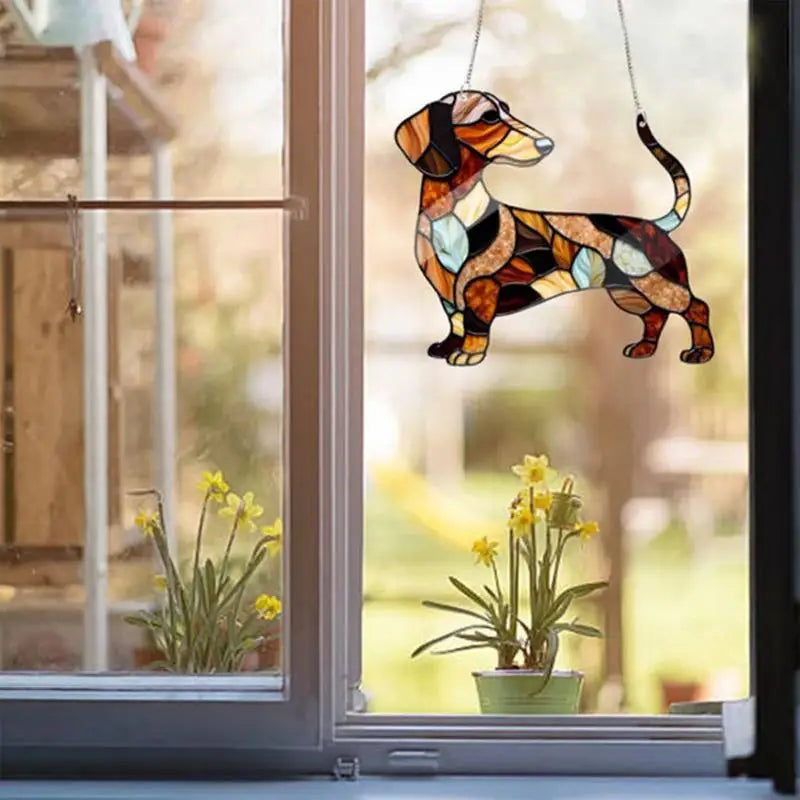 Dachshund Stained Glass Suncatcher