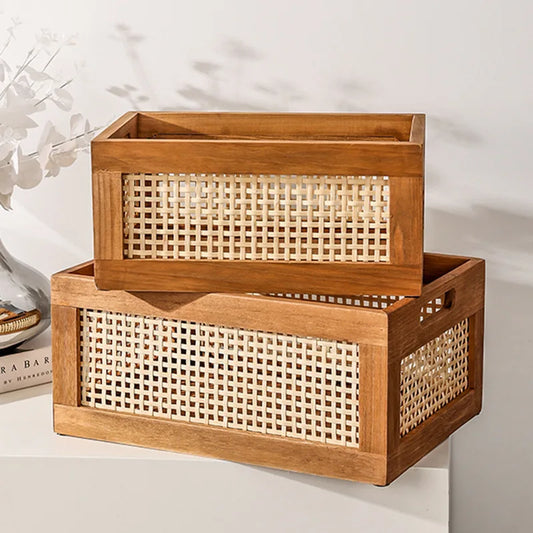 Rattan Wood Storage Basket