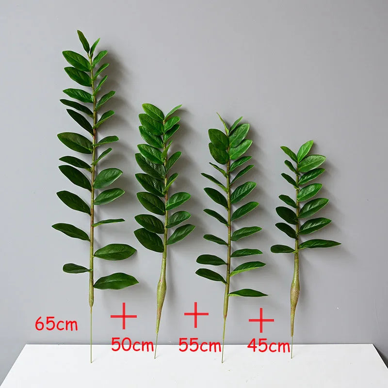 Four artificial Ficus branches of varying lengths, labeled with their measurements.