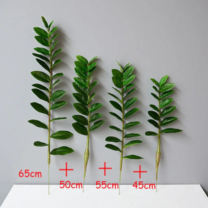 Four artificial Ficus branches of varying lengths, labeled with their measurements.