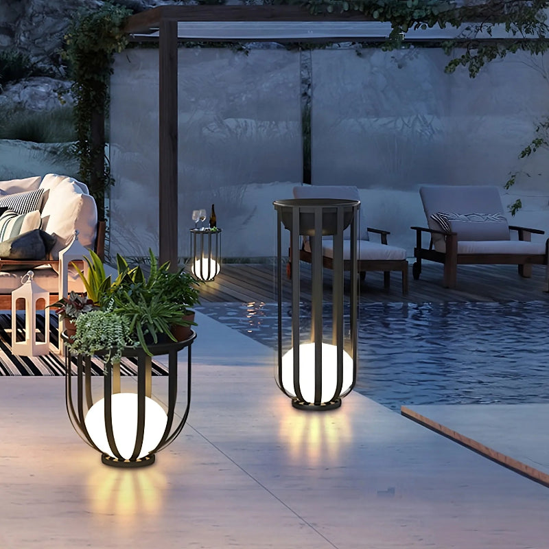 Modern solar table with a sleek design, ideal for outdoor dining and relaxation.