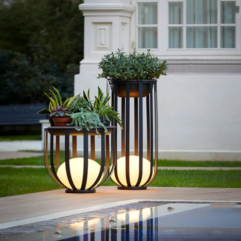 Sustainable solar-powered table, providing ambient lighting for your patio or garden.