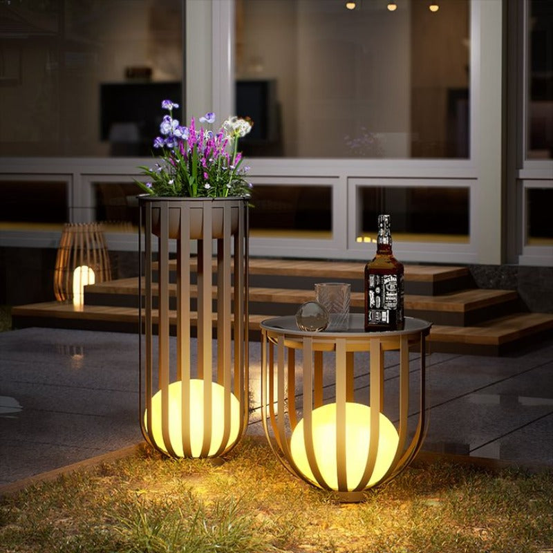 Innovative solar table with built-in lighting for a green, energy-efficient outdoor experience.