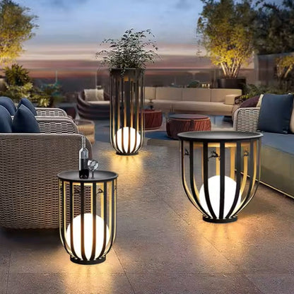 Beautiful solar table with a modern aesthetic, providing eco-friendly lighting for your patio.