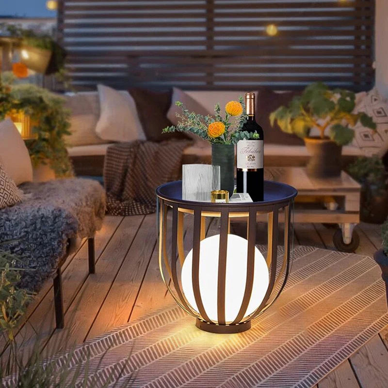 utdoor solar table with a convenient design, perfect for evenings on the patio.