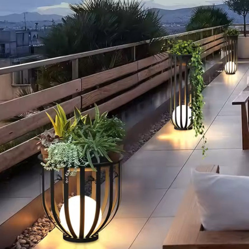 Solar-powered table with a sleek design, offering energy-efficient illumination for outdoor spaces.