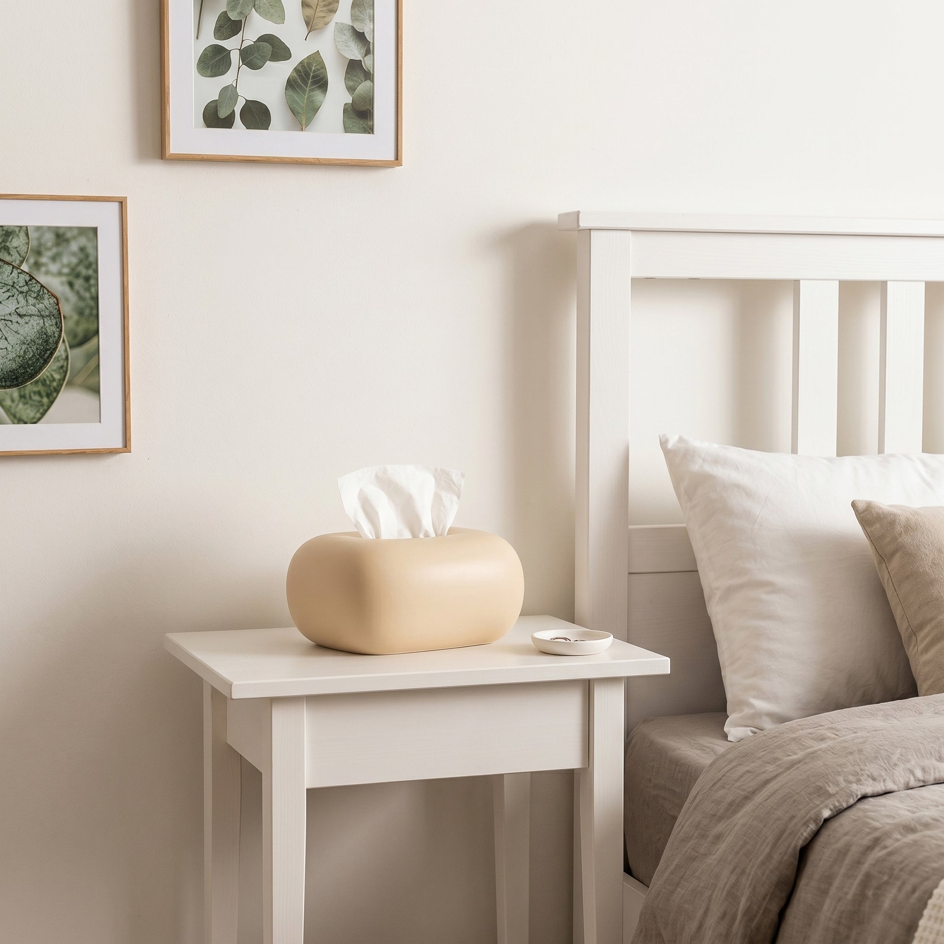 Rounded ceramic tissue box cover, Kiyo Home