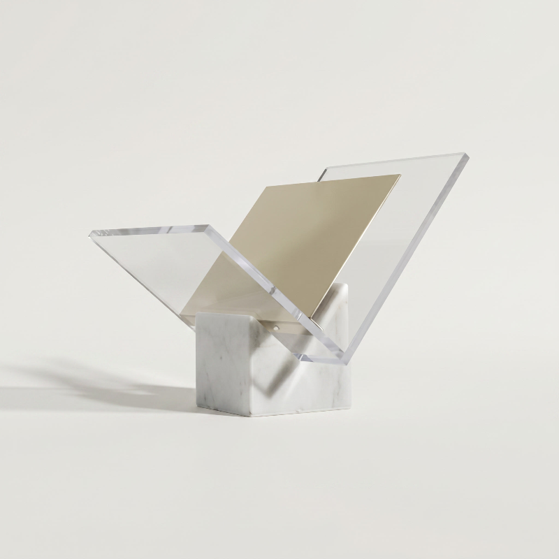 Aria marble and acrylic file holder on white background